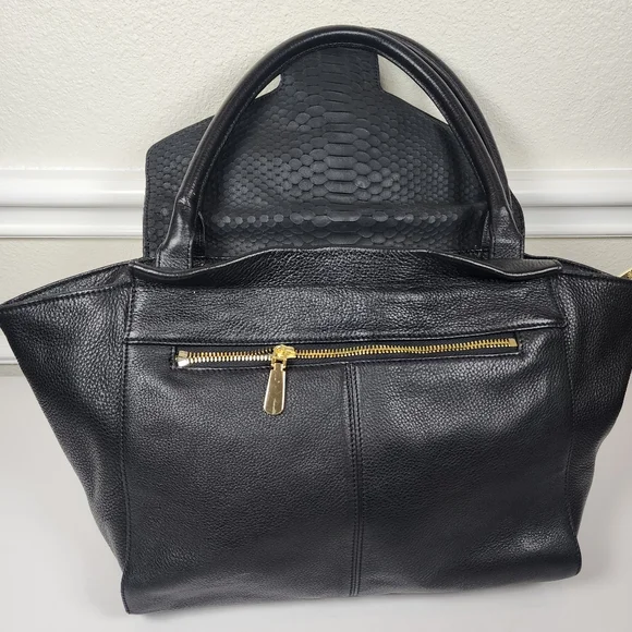 Vince Camuto Julia Satchel White And Black Bag - Picture 7 of 16